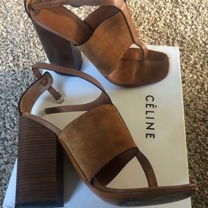 Lightly worn Celine brown heeled sandals sz 8/8.5